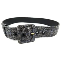 CEINTURE YVES SAINT LAURENT TWEED TARTAN BLEU 163976 TAILLE 80 BLUE BELT