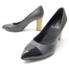 CHAUSSURES YVES SAINT LAURENT 38.5 ESCARPINS A TALONS CUIR ANTHRACITE SHOES Gris Anthracite