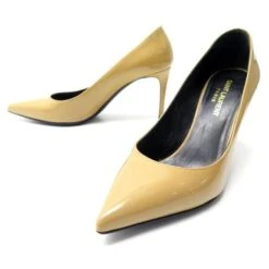 CHAUSSURES YVES SAINT LAURENT ESCARPINS 375368 36.5 CUIR VERNIS BEIGE SHOES
