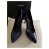 Yves Saint Laurent Janis Bleu Marine -Yves Saint Laurent escarpins janis yves saint laurent cuir bleu marine