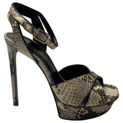 Yves Saint Laurent Sandales à Plateforme Tribute Effet Peau De Serpent Saint Laurent En Cuir Multicolore