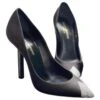 Yves Saint Laurent TOWER 110 PUMPS BLACK SATIN & WHITE CRYSTALS’ Noir Métallisé -Yves Saint Laurent escarpins tower 110 pumps black satin white crystals yves saint laurent cuir noir