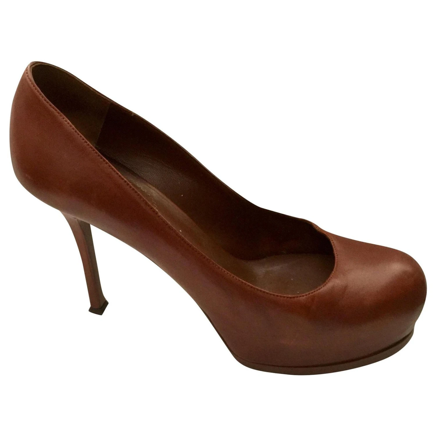 Yves Saint Laurent Escarpins YSL Tribute Rive Gauche Marron 3 Yves Saint Laurent Escarpins YSL Tribute Rive Gauche Marron