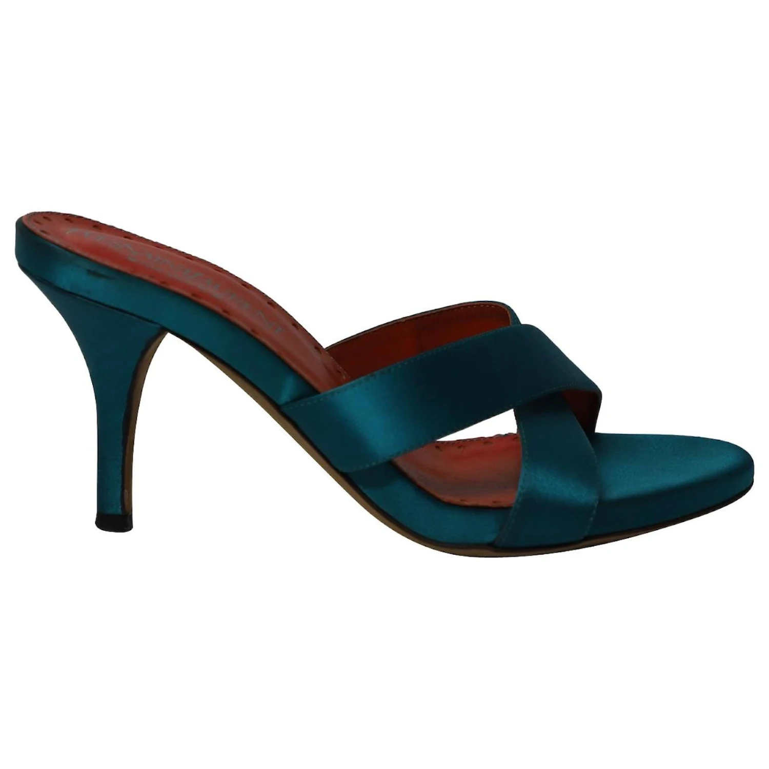 Yves Saint Laurent Mules Criss-Cross En Satin Bleu 3 Yves Saint Laurent Mules Criss-Cross En Satin Bleu