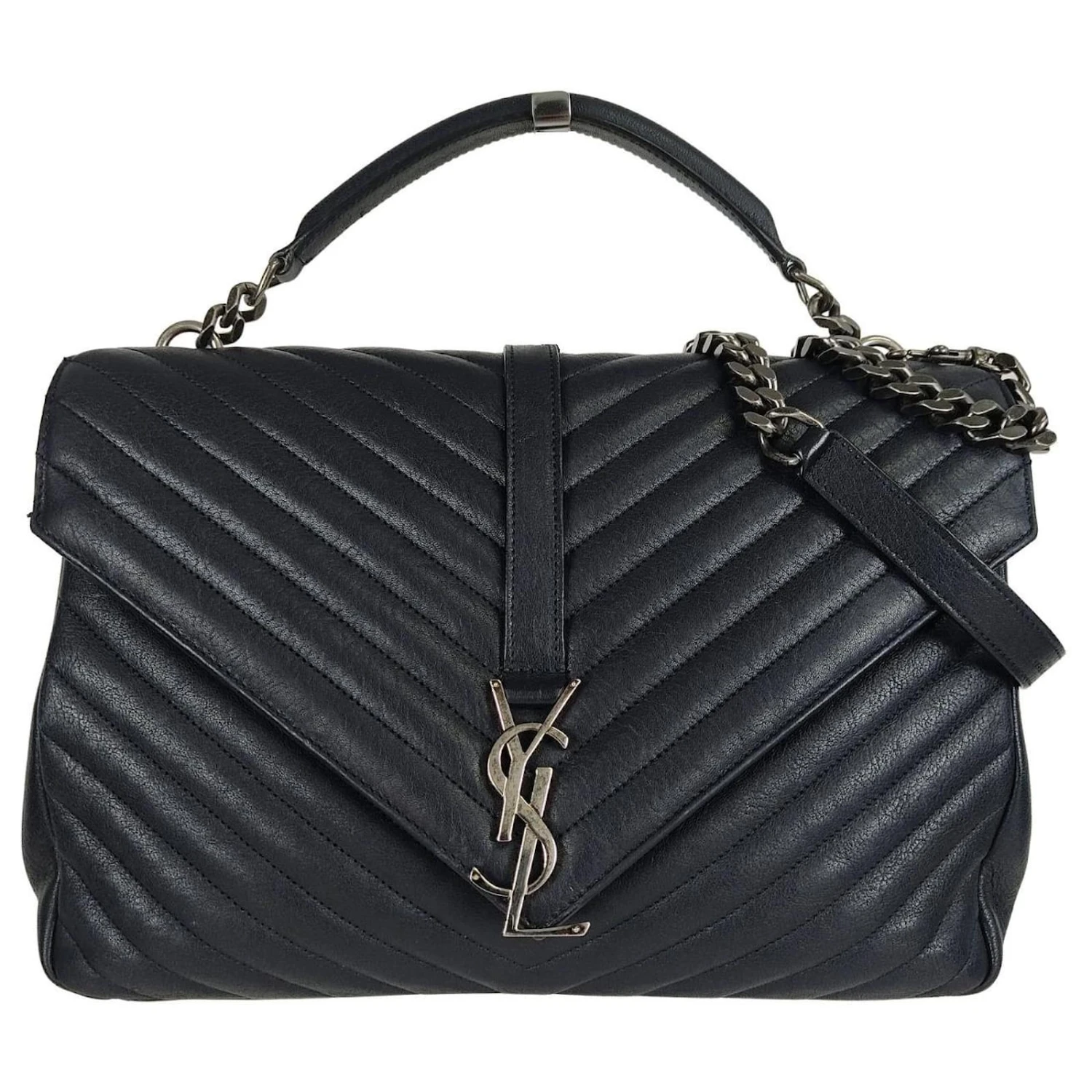 Yves Saint Laurent Grand Sac Chaîne Saint Laurent College En Cuir Matelassé Bleu 3 Yves Saint Laurent Grand Sac Chaîne Saint Laurent College En Cuir Matelassé Bleu