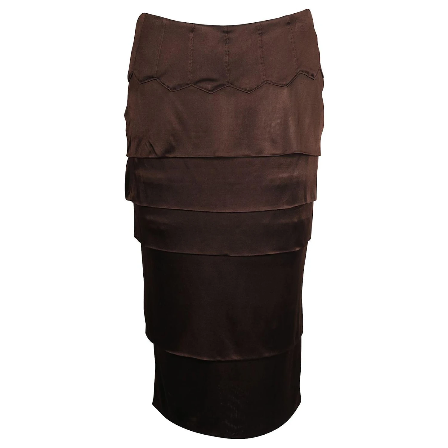 Yves Saint Laurent Jupe étagée Marron Foncé 3 Yves Saint Laurent Jupe étagée Marron Foncé