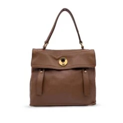 Yves Saint Laurent Muse En Cuir Fauve 2 Sac à Main à Deux Sacoches Marron