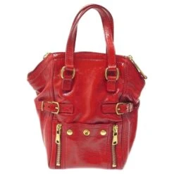 NEUF SAC A MAIN YVES SAINT LAURENT MINI DOWNTOWN CUIR VERNIS ROUGE HANDBAG