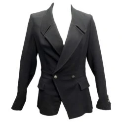NEUF VESTE YVES SAINT LAURENT 245170 M 40 CROISEE LAINE NOIR WOOL JACKET