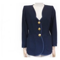 NEUF VESTE YVES SAINT LAURENT 36 38 M EN LAINE BLEU NEW BLUE WOOL JACKET