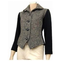 [Occasion] YVES SAINT LAURENT Rive Gauche Veste En Tweed Mixte Confectionnée En France Petite Taille Non. 34 NON. 5 NON. 7 Dames D'hiver Noir