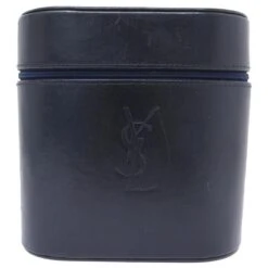 VINTAGE ETUI TROUSSE YVES SAINT LAURENT LOGO YSL OVALE EN CUIR BLEU POUCH CASE Bleu Marine