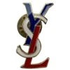 Pins Broche Yves Saint Laurent Initiales YSL Bleu Blanc Rouge Bijouterie Dorée -Yves Saint Laurent pins broche yves saint laurent initiales ysl bleu blanc rouge metal