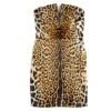 Yves Saint Laurent SILK LEOPARD BUSTIER DRESS FR40 Imprimé Léopard