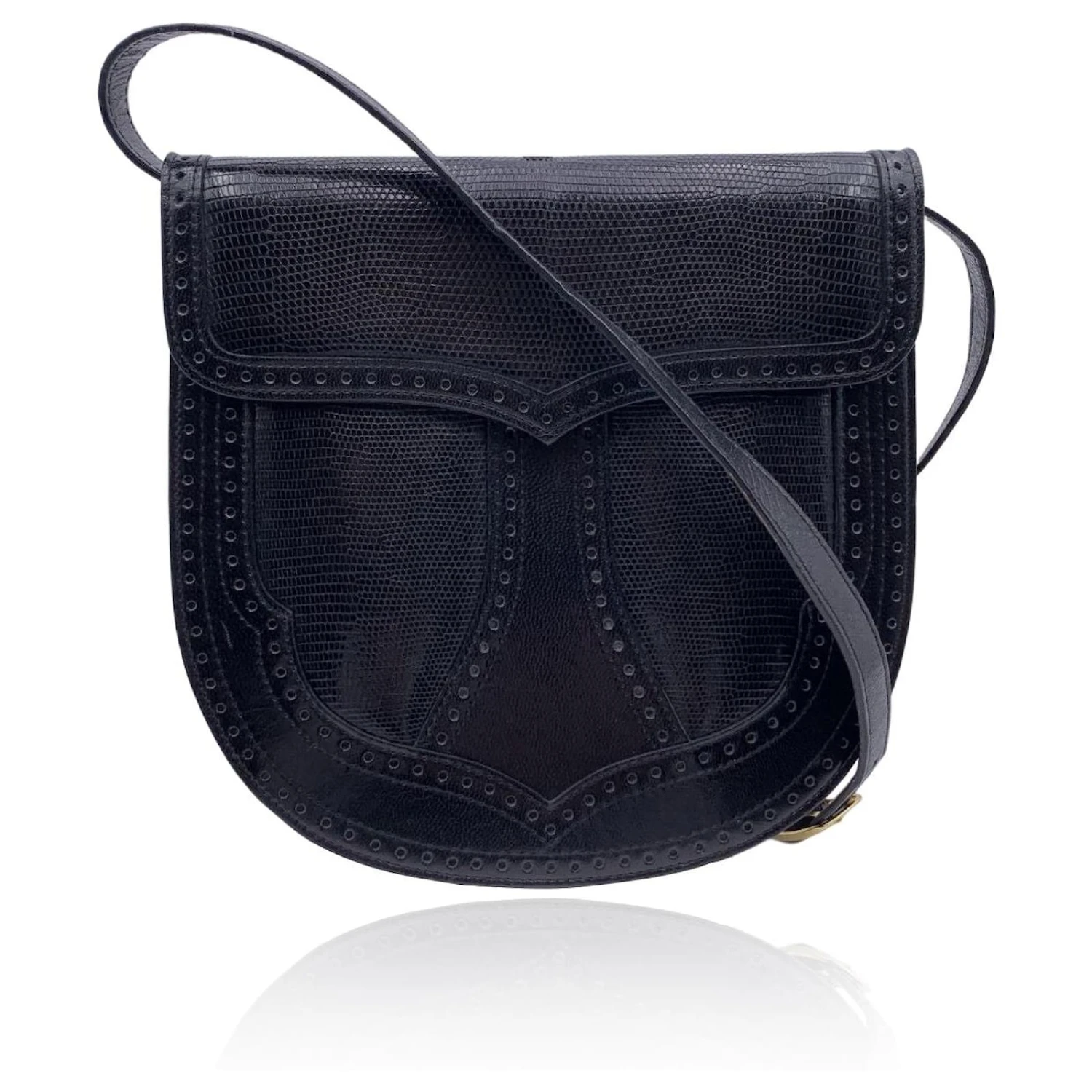 Yves Saint Laurent Sac à Bandoulière à Rabat Vintage En Cuir Brillant Noir 3 Yves Saint Laurent Sac à Bandoulière à Rabat Vintage En Cuir Brillant Noir