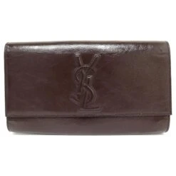 SAC A MAIN YVES SAINT LAURENT POCHETTE BELLE DE JOUR 203855 CUIR POUCH BAG Marron