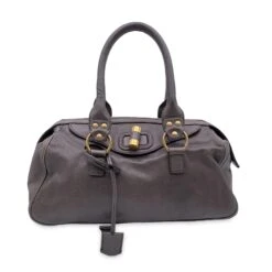 Yves Saint Laurent Sac Cartable Muse Bowler En Cuir Gris Taupe