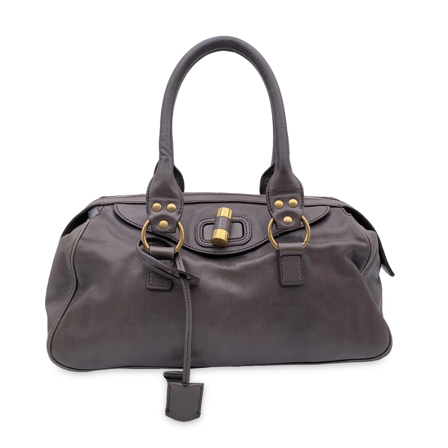 Yves Saint Laurent Sac Cartable Muse Bowler En Cuir Gris Taupe 3 Yves Saint Laurent Sac Cartable Muse Bowler En Cuir Gris Taupe