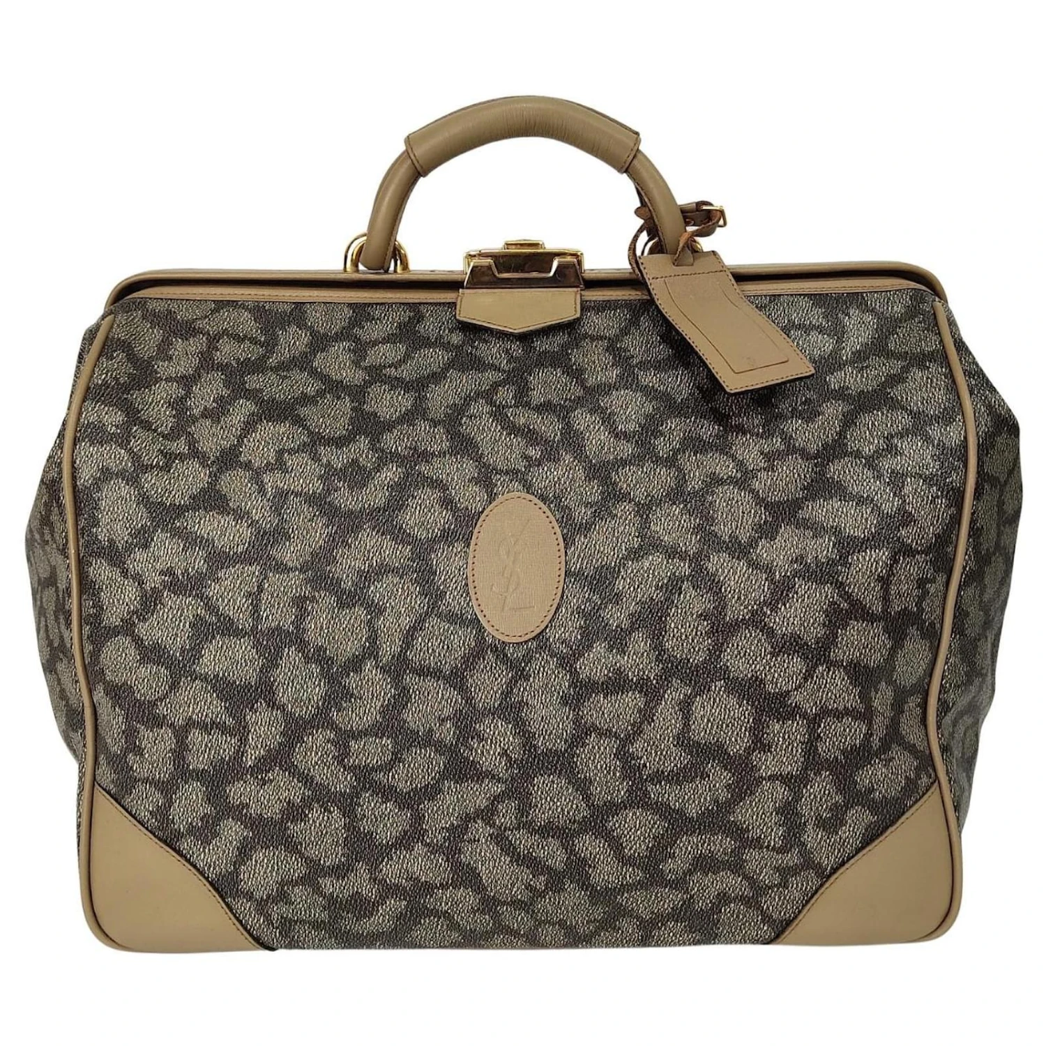 Sac De Voyage Vintage Yves Saint Laurent Motif Girafe Beige 3 Sac De Voyage Vintage Yves Saint Laurent Motif Girafe Beige
