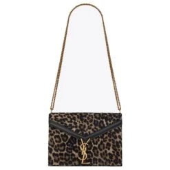 Sac YVES SAINT LAURENT MODELE CASSANDRA IMPRIMÉ LÉOPARD NEUF Noir