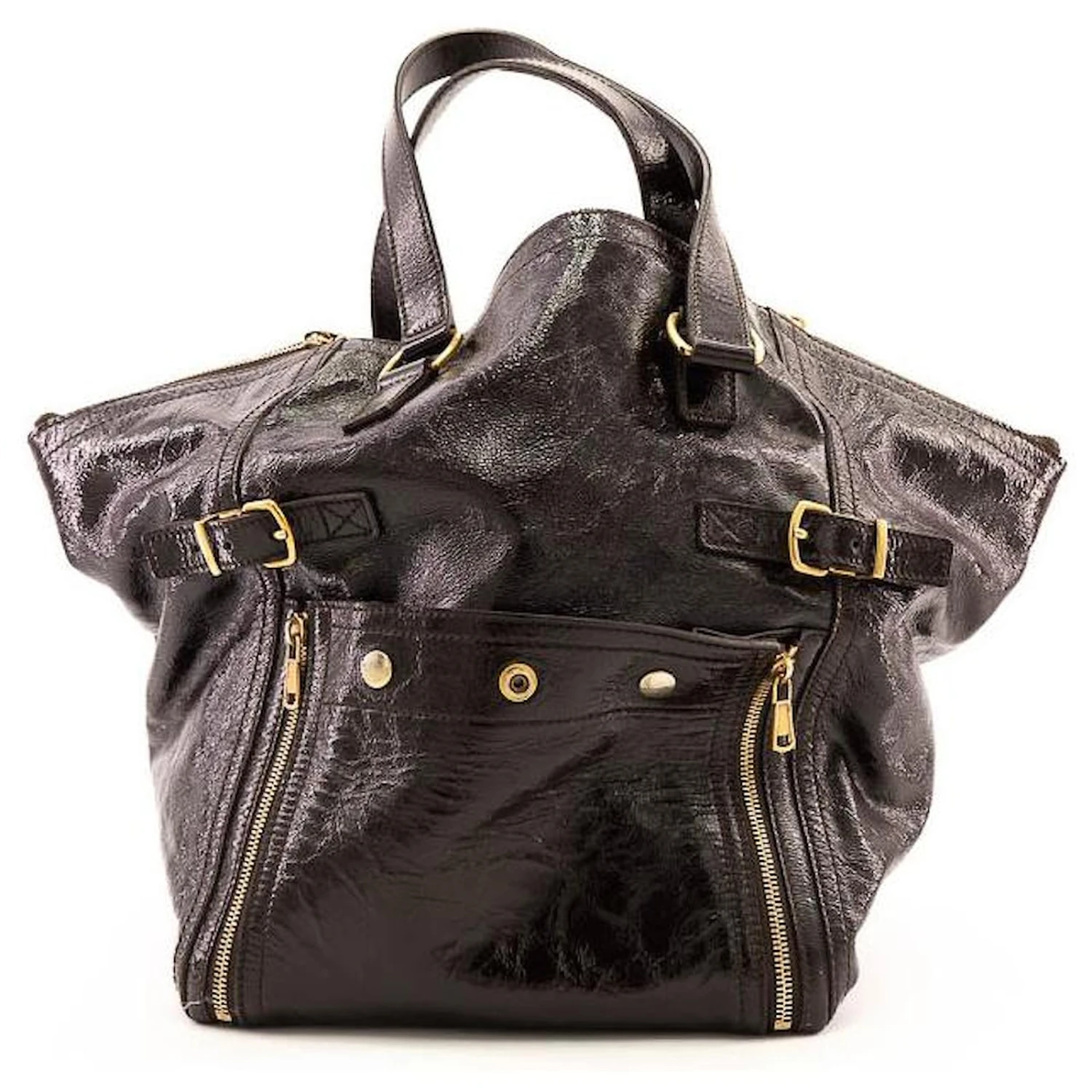 Yves Saint Laurent Saint Laurent Downtown Cuir Vernis Violet Foncé 3 Yves Saint Laurent Saint Laurent Downtown Cuir Vernis Violet Foncé