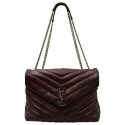 Yves Saint Laurent Saint Laurent Sac Porté Epaule Loulou Medium En Cuir Bordeaux