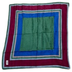 Sublime Foulard Yves Saint Laurent Vert Bordeaux Blanc Cassé Bleu Marine