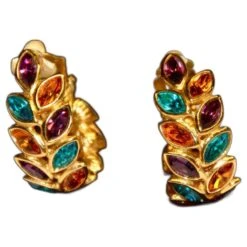 Yves Saint Laurent Superbe Paire De Boucle D'oreille Clip YSL Multicolore