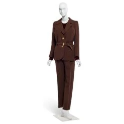 Yves Saint Laurent Tailleur Veste Pantalon Marron Foncé