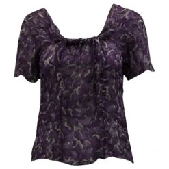 Yves Saint Laurent Top En Soie Imprimé Violet