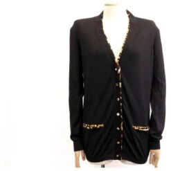 GILET YVES SAINT LAURENT TAILLE 38 40 M EN LAINE NOIR BLACK WOOL JACKET
