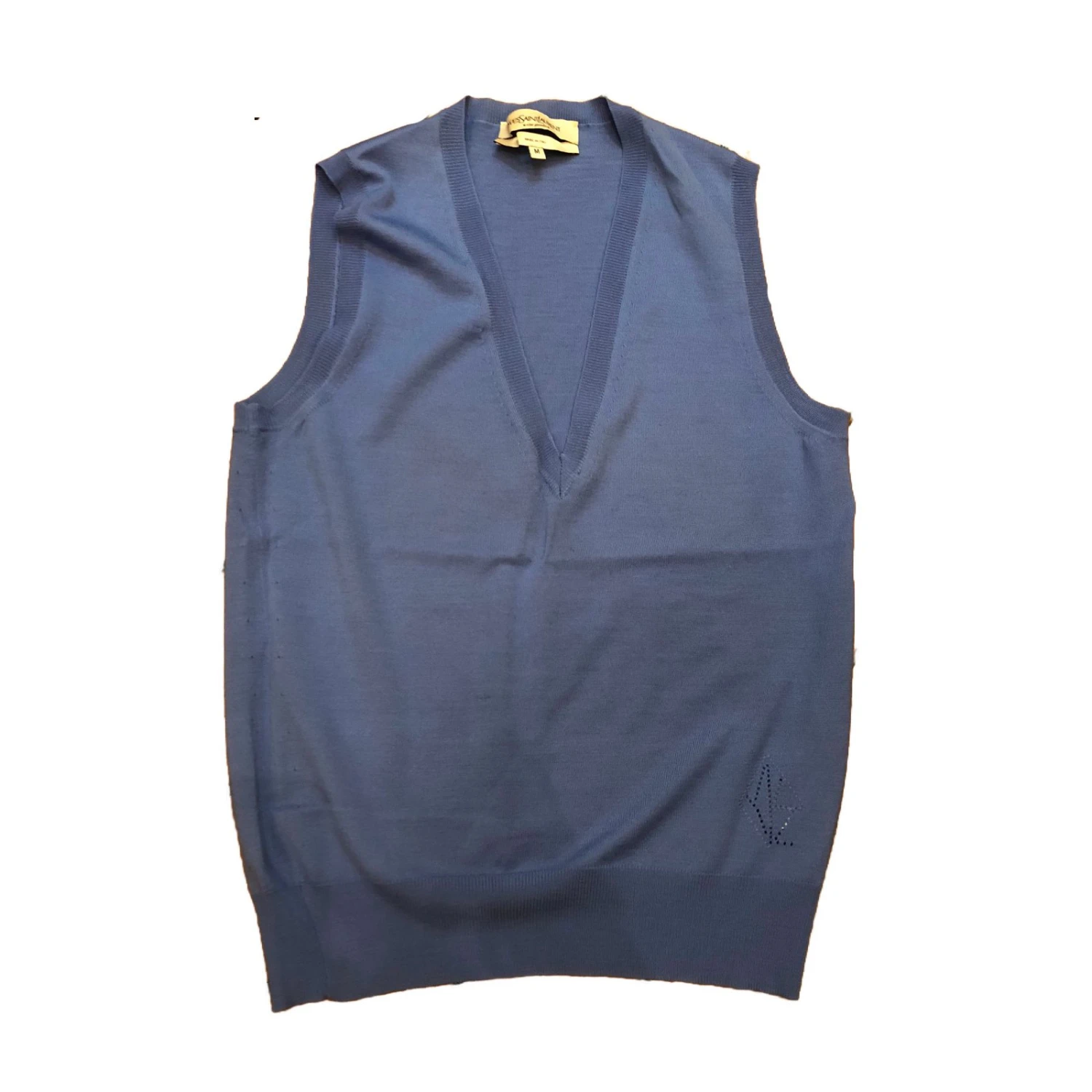 Yves Saint Laurent Sans Manches Bleu 3 Yves Saint Laurent Sans Manches Bleu