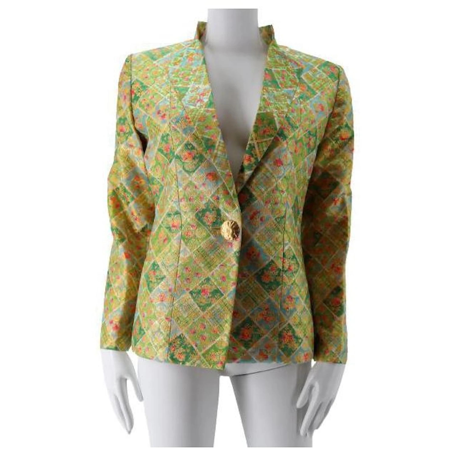VESTE VERTE IMPRIMÉ FLORAL MÉTALLISÉ YVES SAINT LAURENT 3 VESTE VERTE IMPRIMÉ FLORAL MÉTALLISÉ YVES SAINT LAURENT