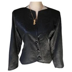 Yves Saint Laurent BLAZER NOIR À RAMAGES