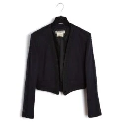 Yves Saint Laurent NAVY CASHMERE SHORT JACKET FR40 Bleu Marine