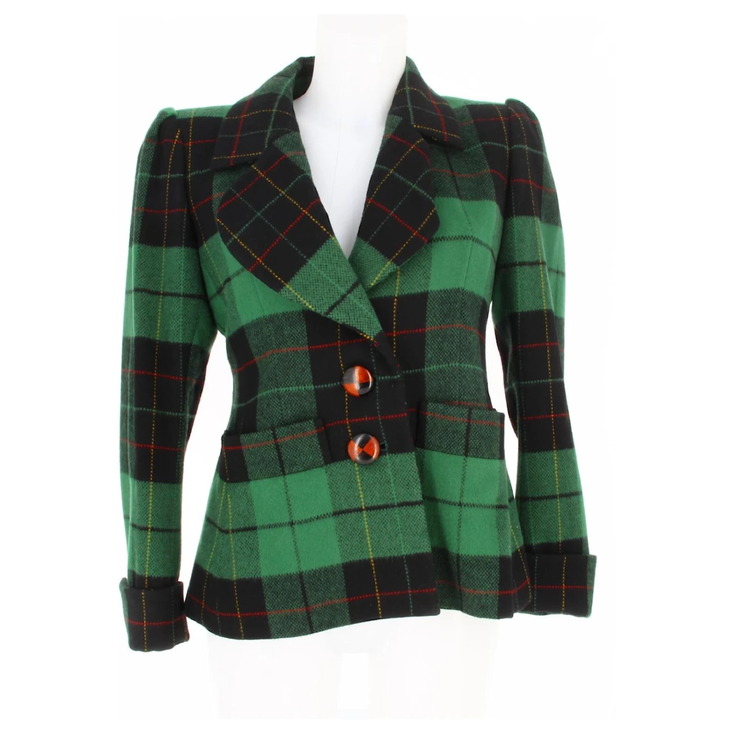 YVES SAINT LAURENT 1990Blazer Tartan Vert 3 YVES SAINT LAURENT 1990Blazer Tartan Vert