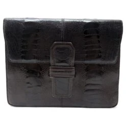 VINTAGE SAC A MAIN YVES SAINT LAURENT POCHETTE EN CUIR PATTE D'AUTRUCHE CLUTCH Marron