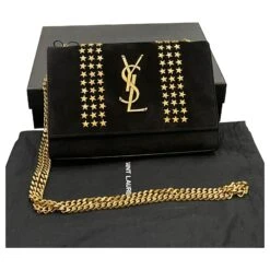 Downtown Yves Saint Laurent Kate Cloutée étoile En Daim Noir