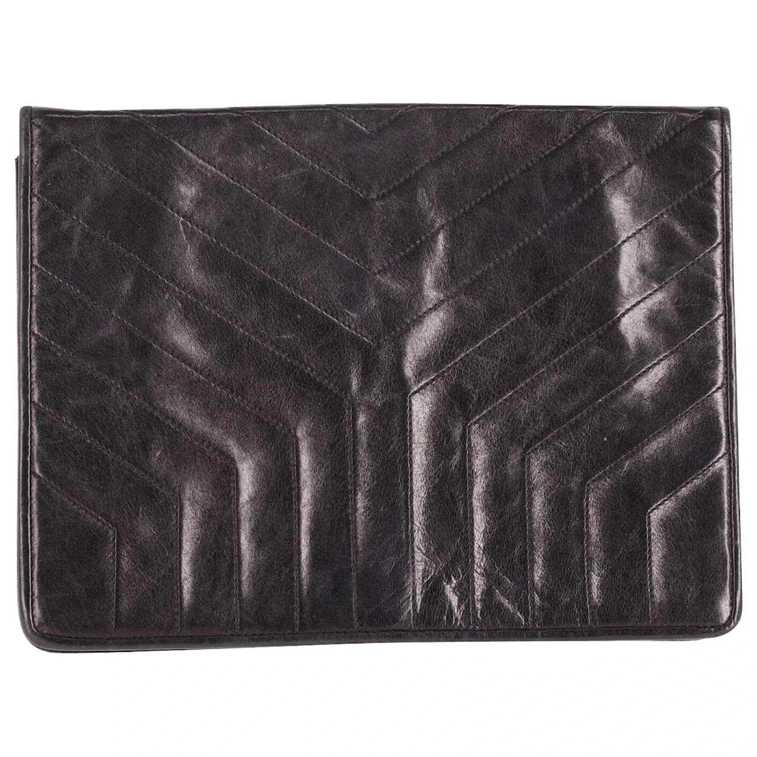 Yves Saint Laurent Pochette Matelassé Y Chevron En Cuir Noir 3 Yves Saint Laurent Pochette Matelassé Y Chevron En Cuir Noir