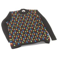 YVES SAINT LAURENT Pull Noir Laine Multicolore YSL Auth Ar4088