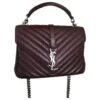 Loulou Yves Saint Laurent Sac Collège Moyen Rouge Foncé Prune Bordeaux