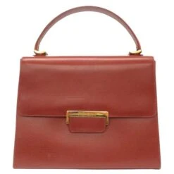 Yves Saint Laurent Vintage Leather Brown Gold Hardware Sac à Main Marron Bijouterie Dorée